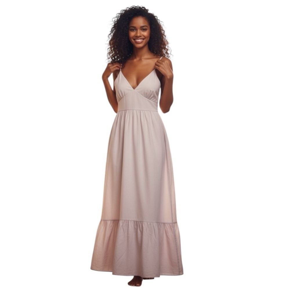 Iwona Ludyga made in Greece Adjustable Strap Tiered Linen-Blend Maxi Dress Small